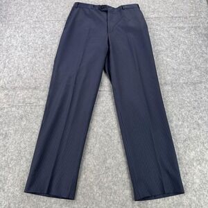 Corneliani Dress Pants Mens 52R Navy Pinstripe Virgin Wool Rayon Lined Classic